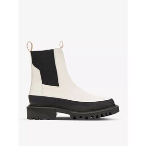All Saints Women's White Black Pull On Harlee Lug Sole Chelsea Boot Size 39 NWOT